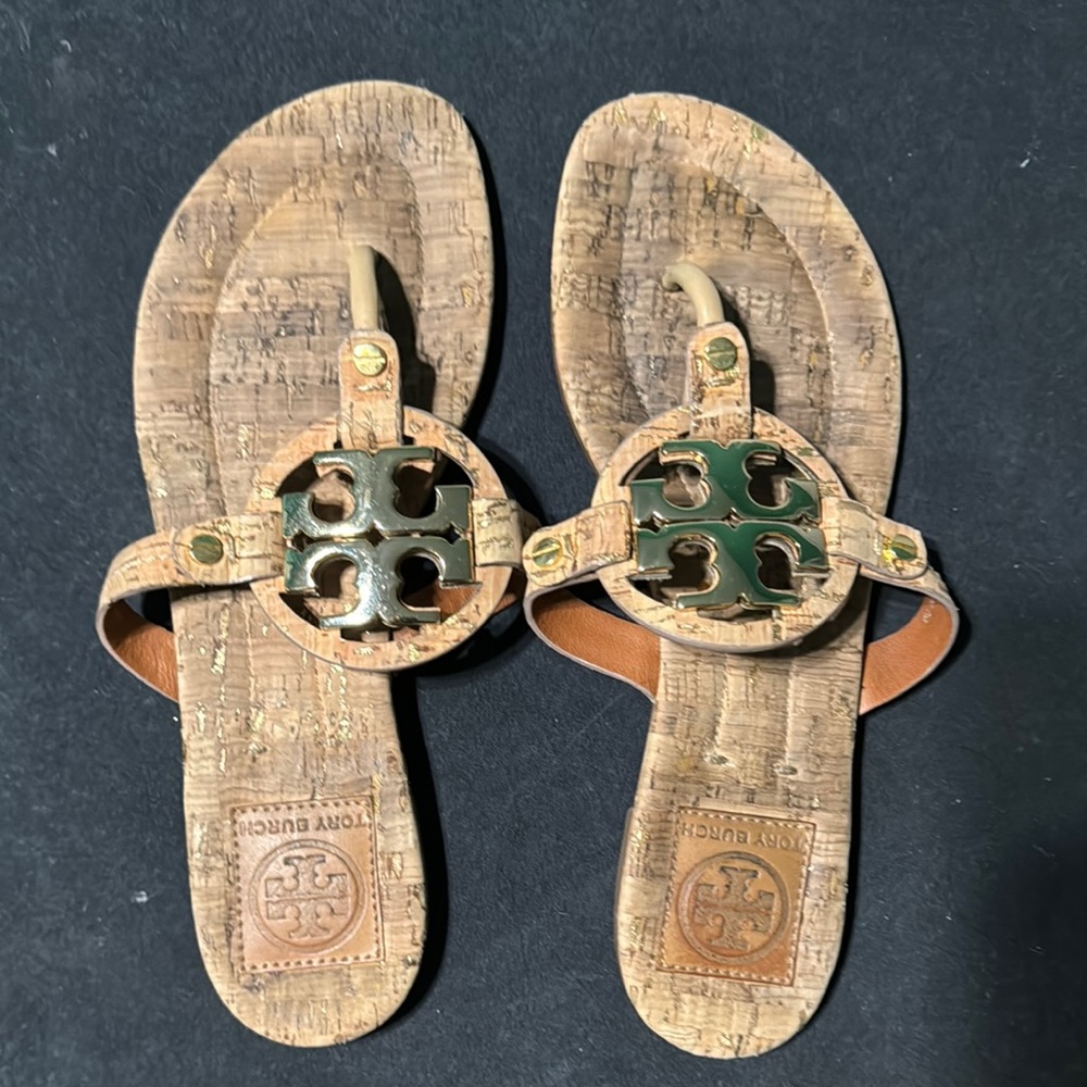 Tory Burch Cork Sandals with Logo
